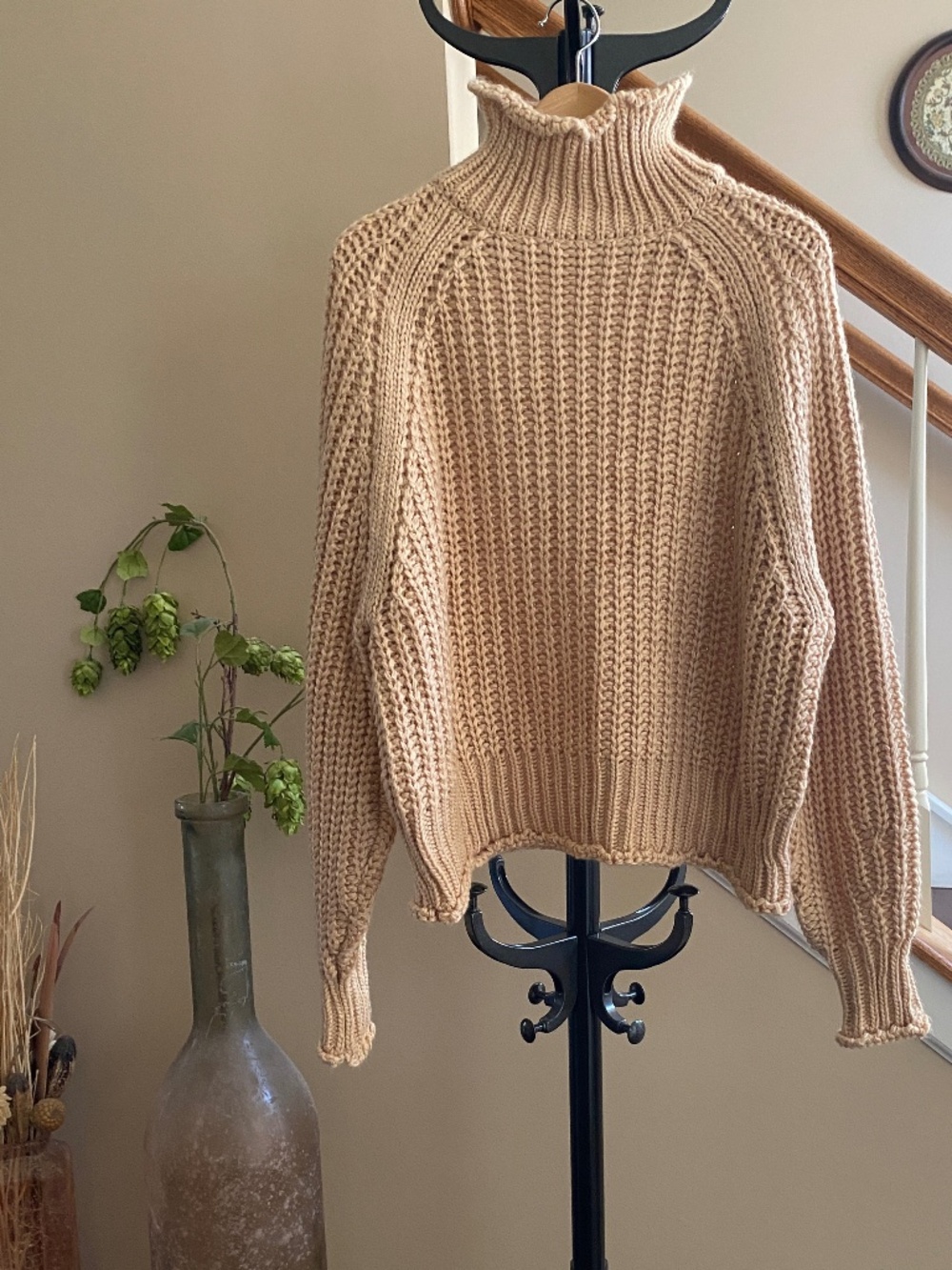 LBLC the label Chunky Knit Turtleneck Sweater in Beige